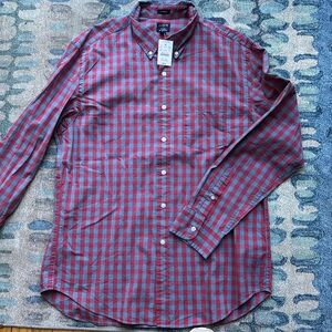 J. crew men’s classic button down red/slate blue LARGE NWT